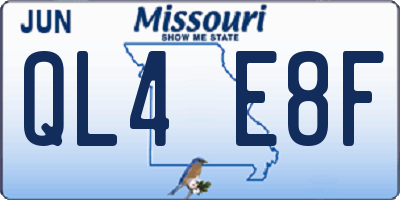 MO license plate QL4E8F