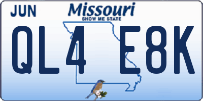 MO license plate QL4E8K