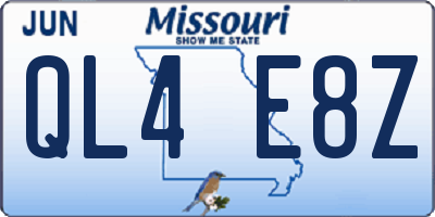 MO license plate QL4E8Z