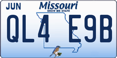 MO license plate QL4E9B