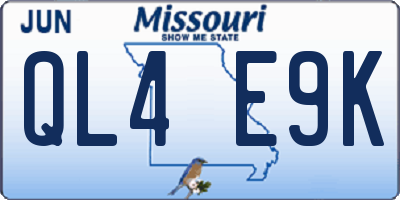 MO license plate QL4E9K