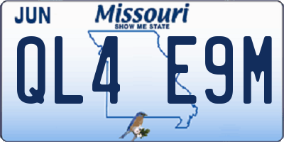 MO license plate QL4E9M