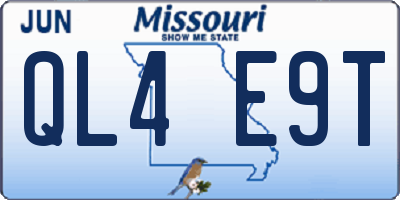MO license plate QL4E9T