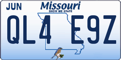 MO license plate QL4E9Z
