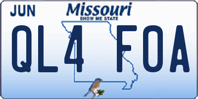 MO license plate QL4F0A