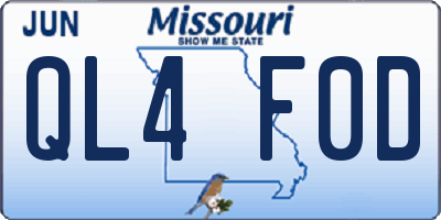 MO license plate QL4F0D