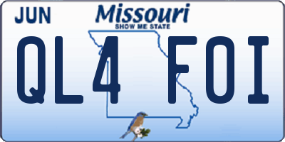 MO license plate QL4F0I