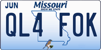 MO license plate QL4F0K