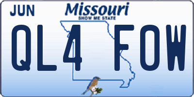 MO license plate QL4F0W