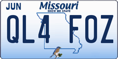MO license plate QL4F0Z
