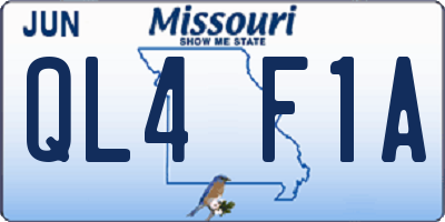 MO license plate QL4F1A