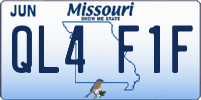 MO license plate QL4F1F