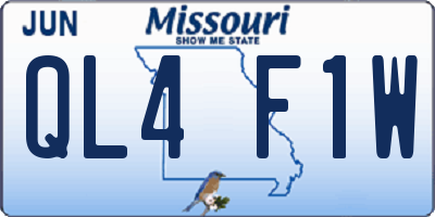 MO license plate QL4F1W