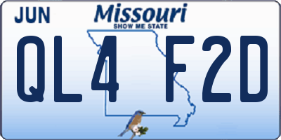 MO license plate QL4F2D