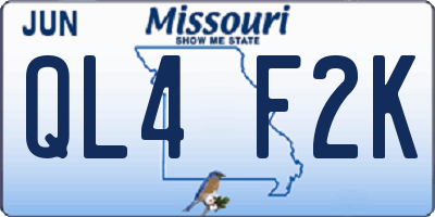 MO license plate QL4F2K