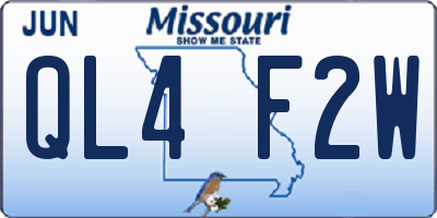 MO license plate QL4F2W