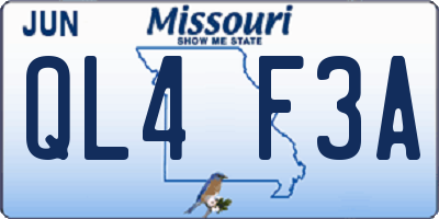 MO license plate QL4F3A