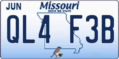 MO license plate QL4F3B