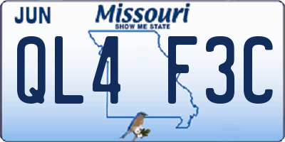 MO license plate QL4F3C