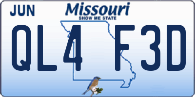 MO license plate QL4F3D