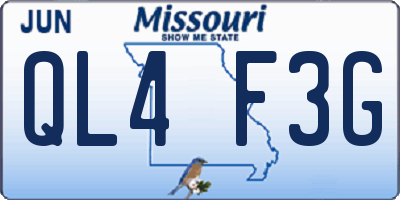 MO license plate QL4F3G
