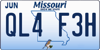 MO license plate QL4F3H