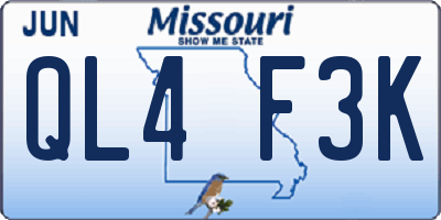 MO license plate QL4F3K