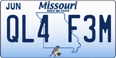 MO license plate QL4F3M