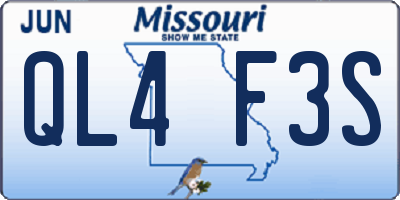 MO license plate QL4F3S