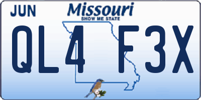 MO license plate QL4F3X