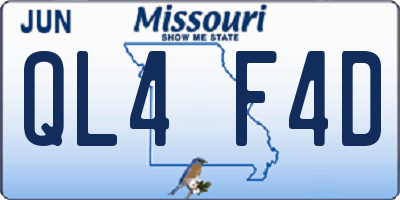 MO license plate QL4F4D