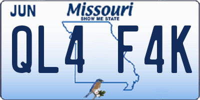 MO license plate QL4F4K