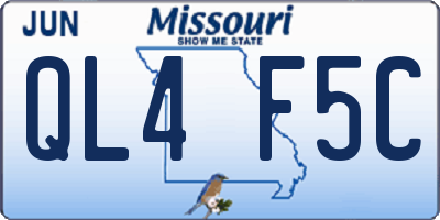 MO license plate QL4F5C