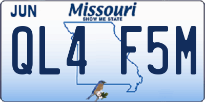 MO license plate QL4F5M