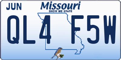 MO license plate QL4F5W
