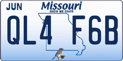 MO license plate QL4F6B