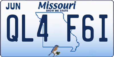 MO license plate QL4F6I