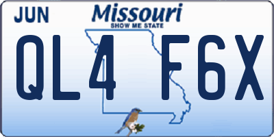 MO license plate QL4F6X