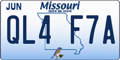 MO license plate QL4F7A