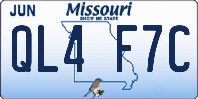 MO license plate QL4F7C
