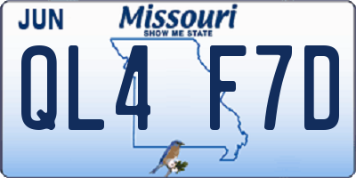 MO license plate QL4F7D