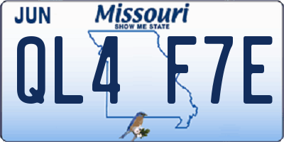 MO license plate QL4F7E