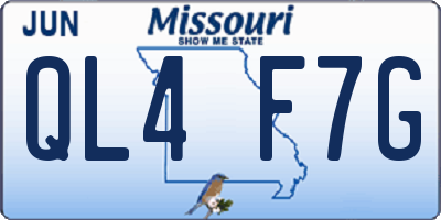 MO license plate QL4F7G
