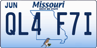 MO license plate QL4F7I