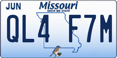 MO license plate QL4F7M