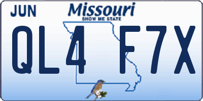 MO license plate QL4F7X