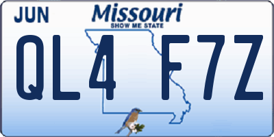 MO license plate QL4F7Z
