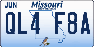 MO license plate QL4F8A