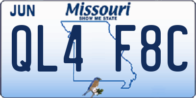 MO license plate QL4F8C