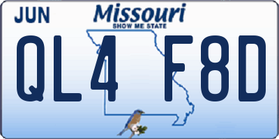 MO license plate QL4F8D
